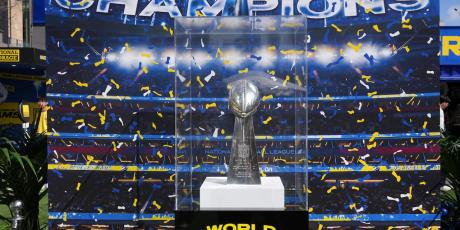 World Champions banner with trophy