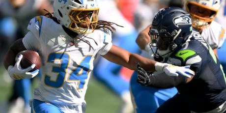 keaton mitchell stiff arm