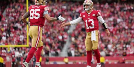 george kittle brock purdy celebrate