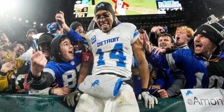 Amon Ra St Brown in stands 