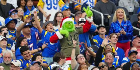 Grinch in the LA Rams Stands 