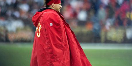 Pat Mahomes standing on the sideline