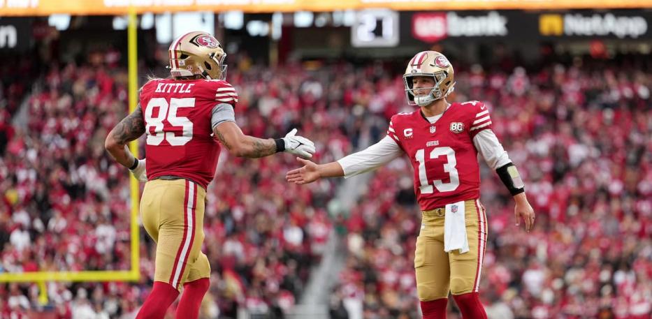 george kittle brock purdy celebrate