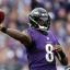 lamar jackson throwing purple jersey