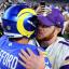 Matthew Stafford and Sam Darnold hug