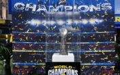 World Champions banner with trophy 