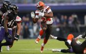 nick chubb breaking tackle ravens