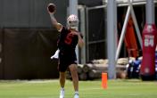 trey lance rookie camp throwing