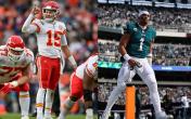 Mahomes and Hurts stacked photos side by side
