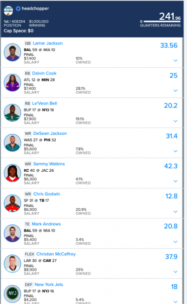 nfl week 1 fanduel lineup