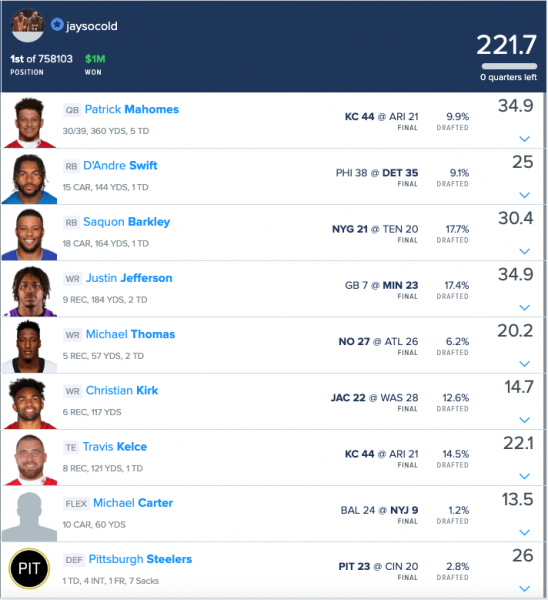 week one fanduel lineup